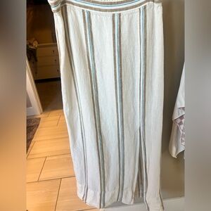 Madewell Cream Maxi Skirt with Blue and Tan Stripes